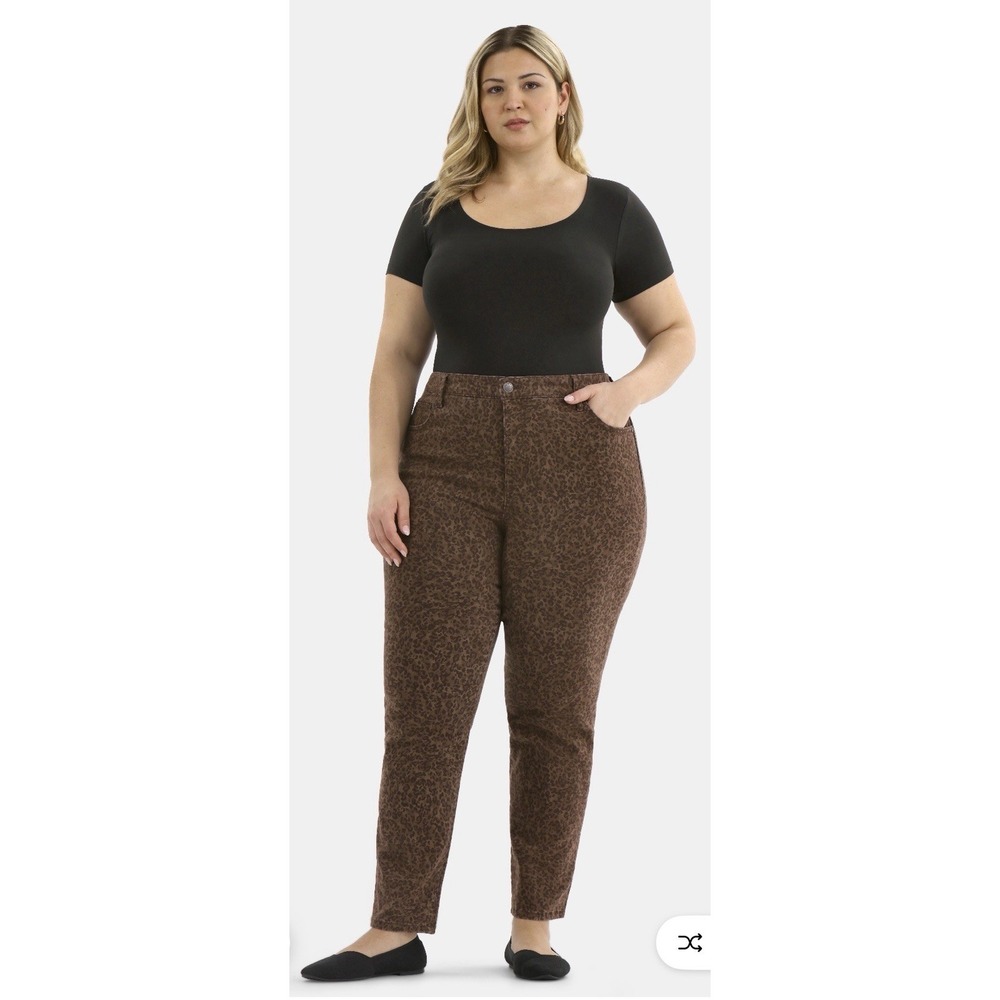 Terra & Sky Women's Plus Size Straight High Rise Jeans  -Leopard - 22w - New NWT